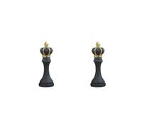 HKWFKAWA 2 set Chess Pcs Statue with Golden Paint Resin Gift for Desk Living Room Office Black King Shape