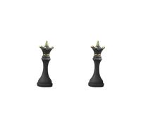 HKWFKAWA 2 set Chess Pcs Statue with Golden Paint Resin Gift for Desk Living Room Office Black Queen Shape