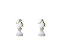 HKWFKAWA 2 set Chess Pcs Statue with Golden Paint Resin Gift for Desk Living Room Office White Horse Shape