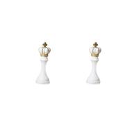 HKWFKAWA 2 set Chess Pcs Statue with Golden Paint Resin Gift for Desk Living Room Office White King Shape