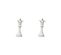 HKWFKAWA 2 set Chess Pcs Statue with Golden Paint Resin Gift for Desk Living Room Office White Queen Shape