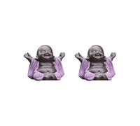 HKWFKAWA 2 set Little Ceramic Smiling Maitreya Happy Buddha Statue Figurine Ornaments F Type F