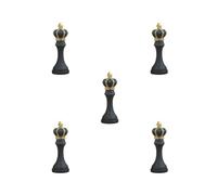 HKWFKAWA 5 set Chess Pcs Statue with Golden Paint Resin Gift for Desk Living Room Office Black King Shape