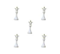 HKWFKAWA 5 set Chess Pcs Statue with Golden Paint Resin Gift for Desk Living Room Office White Queen Shape