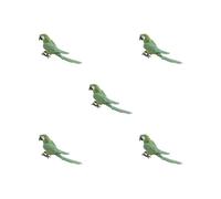HKWFKAWA 5 set Lifelike Artificial Parrot Bird Ornaments Cute for Indoor Outdoor Porch Home Green