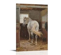 HKXXMTQMM A Horse Stands in The Stable, Swishing Its Tail Contemporary Hanging Wall Art - Decorative Mural Design12x18inch(30x45cm)