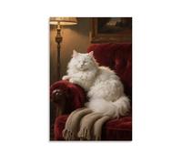 HKXXMTQMM A Persian Cat Lying on The Sofa Backrest, Eyes Closed Contemporary Hanging Wall Art - Decorative Mural Design24x36inch(60x90cm)
