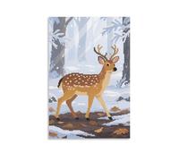 HKXXMTQMM A Sika Deer Standing in The Woods, with Spots on Its Body Contemporary Hanging Wall Art - Decorative Mural Design20x30inch(50x75cm)