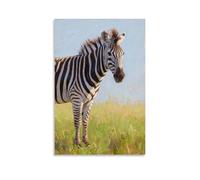 HKXXMTQMM A Zebra Stands on The Grassland, Flicking Its Mane Contemporary Hanging Wall Art - Decorative Mural Design24x36inch(60x90cm)