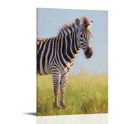 HKXXMTQMM A Zebra Stands on The Grassland, Flicking Its Mane Contemporary Hanging Wall Art - Decorative Mural Design08x12inch(20x30cm)