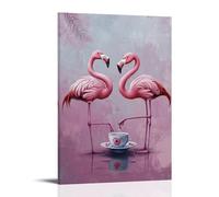 HKXXMTQMM Art Animals- Flamingo Ballerinas Having A Tea Party on One Leg Contemporary Hanging Wall Art - Decorative Mural Design24x36inch(60x90cm)