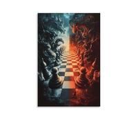 HKXXMTQMM Chess Poster - Dark Vs Light- The Eternal Duel Contemporary Hanging Wall Art - Decorative Mural Design16x24inch(40x60cm)
