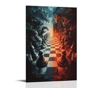 HKXXMTQMM Chess Poster - Dark Vs Light- The Eternal Duel Contemporary Hanging Wall Art - Decorative Mural Design08x12inch(20x30cm)