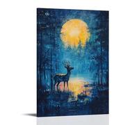 HKXXMTQMM Childrens Art- Whispers of The Moonlight Deer Contemporary Hanging Wall Art - Decorative Mural Design20x30inch(50x75cm)