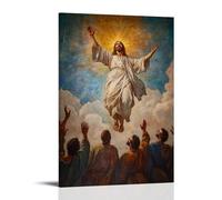 HKXXMTQMM Christian Mural- Ascension of Christ - Rising to Heaven in Glory Contemporary Hanging Wall Art - Decorative Mural Design24x36inch(60x90cm)