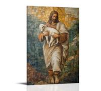 HKXXMTQMM Christian Mural - Good Shepherd- Christ Carrying The Lost Lamb Contemporary Hanging Wall Art - Decorative Mural Design20x30inch(50x75cm)