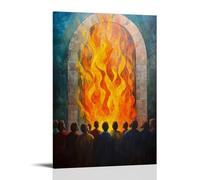 HKXXMTQMM Christian Mural - Pentecost Flames- Holy Spirit Descending Upon Disciples Contemporary Hanging Wall Art - Decorative Mural Design16x24inch(40x60cm)