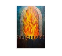HKXXMTQMM Christian Mural - Pentecost Flames- Holy Spirit Descending Upon Disciples Contemporary Hanging Wall Art - Decorative Mural Design24x36inch(60x90cm)