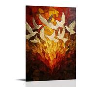 HKXXMTQMM Christian Mural - Pentecost- Holy Spirit Descending As Flames Contemporary Hanging Wall Art - Decorative Mural Design20x30inch(50x75cm)