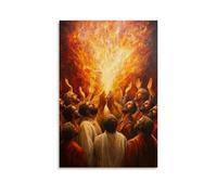 HKXXMTQMM Christian Mural - Pentecost- Holy Spirit Flames Upon Believers Contemporary Hanging Wall Art - Decorative Mural Design24x36inch(60x90cm)