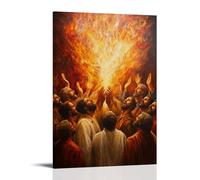 HKXXMTQMM Christian Mural - Pentecost- Holy Spirit Flames Upon Believers Contemporary Hanging Wall Art - Decorative Mural Design24x36inch(60x90cm)
