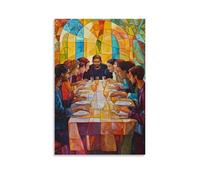 HKXXMTQMM Christian Mural - The Last Supper- A Sacred Gathering Contemporary Hanging Wall Art - Decorative Mural Design12x18inch(30x45cm)
