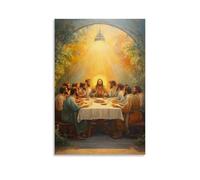 HKXXMTQMM Christian Mural - The Last Supper- Divine Communion in Golden Light Contemporary Hanging Wall Art - Decorative Mural Design16x24inch(40x60cm)