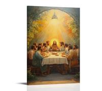 HKXXMTQMM Christian Mural - The Last Supper- Divine Communion in Golden Light Contemporary Hanging Wall Art - Decorative Mural Design08x12inch(20x30cm)
