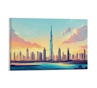 HKXXMTQMM City Poster- Dubai - Desert Dreams And Sky-High Ambitions Contemporary Hanging Wall Art - Decorative Mural Design08x12inch(20x30cm)