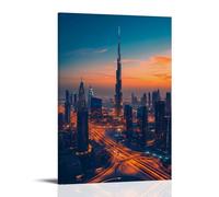 HKXXMTQMM City Poster Dubai- Futuristic Skyline of Desert Dreams Contemporary Hanging Wall Art - Decorative Mural Design12x18inch(30x45cm)