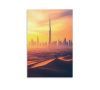 HKXXMTQMM City Poster- Dubai Horizons - Where Futuristic Skylines Meet Desert Sands Contemporary Hanging Wall Art - Decorative Mural Design08x12inch(20x30cm)