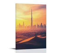 HKXXMTQMM City Poster- Dubai Horizons - Where Futuristic Skylines Meet Desert Sands Contemporary Hanging Wall Art - Decorative Mural Design16x24inch(40x60cm)