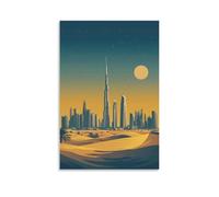 HKXXMTQMM City Poster- Dubai Horizons - Where Modernity Meets The Desert Contemporary Hanging Wall Art - Decorative Mural Design12x18inch(30x45cm)