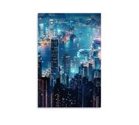 HKXXMTQMM City Poster- Hong Kong Lights - A Symphony of Skyscrapers Contemporary Hanging Wall Art - Decorative Mural Design20x30inch(50x75cm)