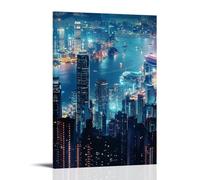 HKXXMTQMM City Poster- Hong Kong Lights - A Symphony of Skyscrapers Contemporary Hanging Wall Art - Decorative Mural Design16x24inch(40x60cm)