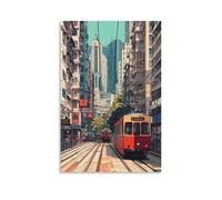 HKXXMTQMM City Poster- Hong Kong Vibes - East Meets West in Color Contemporary Hanging Wall Art - Decorative Mural Design08x12inch(20x30cm)