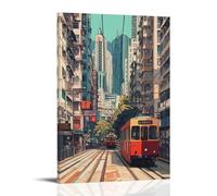 HKXXMTQMM City Poster- Hong Kong Vibes - East Meets West in Color Contemporary Hanging Wall Art - Decorative Mural Design08x12inch(20x30cm)