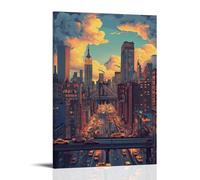 HKXXMTQMM City Poster- New York - Concrete Jungle Where Dreams Are Made Contemporary Hanging Wall Art - Decorative Mural Design08x12inch(20x30cm)