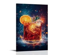 HKXXMTQMM Cocktail Poster - Neon Aperol Spritz with Citrus Splash & Ice Crystals Contemporary Hanging Wall Art - Decorative Mural Design08x12inch(20x30cm)