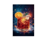 HKXXMTQMM Cocktail Poster - Neon Aperol Spritz with Citrus Splash & Ice Crystals Contemporary Hanging Wall Art - Decorative Mural Design16x24inch(40x60cm)