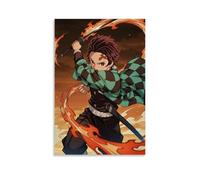 HKXXMTQMM Demon Slayer Tanjiro's Fire - Blade Onslaught Contemporary Hanging Wall Art - Decorative Mural Design24x36inch(60x90cm)