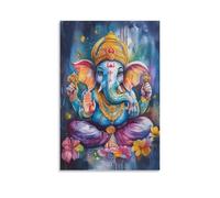 HKXXMTQMM Elegant Watercolor Ganesha Painting for Positive Energy Wall Art Contemporary Hanging Wall Art - Decorative Mural Design08x12inch(20x30cm)