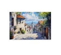 HKXXMTQMM Landscape - A Quiet Street in An Old European Town Contemporary Hanging Wall Art - Decorative Mural Design16x24inch(40x60cm)