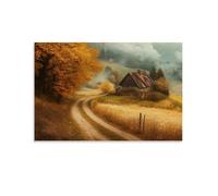 HKXXMTQMM Landscape - Autumn Whispers in The Bohemian Countryside Contemporary Hanging Wall Art - Decorative Mural Design24x36inch(60x90cm)