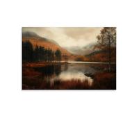 HKXXMTQMM Landscape - Autumn Whispers in The Scottish Highlands Contemporary Hanging Wall Art - Decorative Mural Design08x12inch(20x30cm)