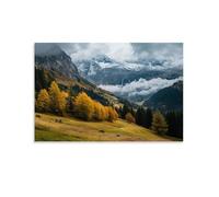 HKXXMTQMM Landscape - Autumn Whispers in The Swiss Alps Contemporary Hanging Wall Art - Decorative Mural Design12x18inch(30x45cm)