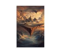 HKXXMTQMM Landscape - Floating Mountains in A Dreamy Sky Contemporary Hanging Wall Art - Decorative Mural Design20x30inch(50x75cm)