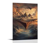 HKXXMTQMM Landscape - Floating Mountains in A Dreamy Sky Contemporary Hanging Wall Art - Decorative Mural Design08x12inch(20x30cm)