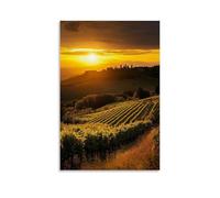 HKXXMTQMM Landscape- Golden Sunset Over Tuscany Vineyards Contemporary Hanging Wall Art - Decorative Mural Design20x30inch(50x75cm)