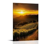 HKXXMTQMM Landscape- Golden Sunset Over Tuscany Vineyards Contemporary Hanging Wall Art - Decorative Mural Design16x24inch(40x60cm)